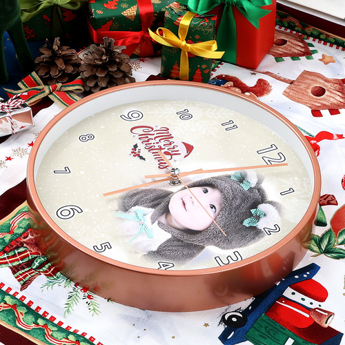 [기획상품]메리 크리스마스 로즈골드 원형 벽시계