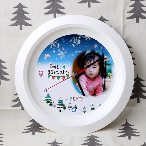 [기획상품]메리 크리스마스  스노우 화이트 원형 벽시계
