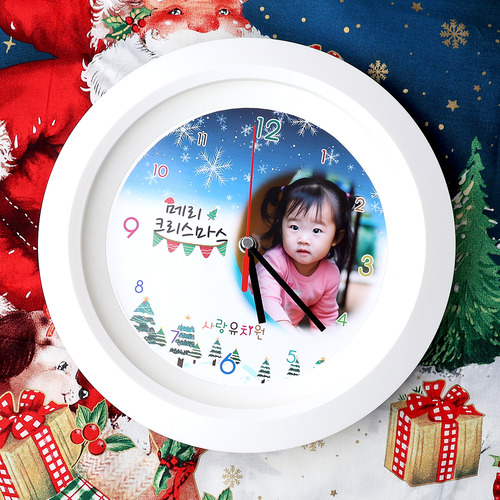 [기획상품]메리 크리스마스  스노우 화이트 원형 벽시계